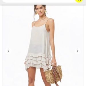 Cream Tiered Ruffled Hem Top